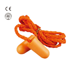 Bullet type PU foam earplug with string