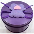 Purple Round Tin with Bear decoration