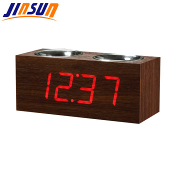 Wood Led Clock With Penholder Two