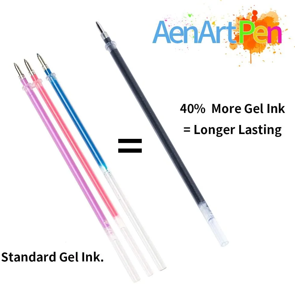 Adult Coloring Books Colored Pen with 40% More Ink for Drawing, Doodling Crafts Scrapbooks Bullet Journaling 30 Colors Gel Marker Gel Pens