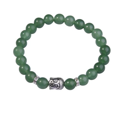 Natural Aventurine8MM Gemstone Buddhism Prayer Beads Bracelet Buddha Jewelry