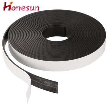 Flexible rubber magnet strip with adhesive