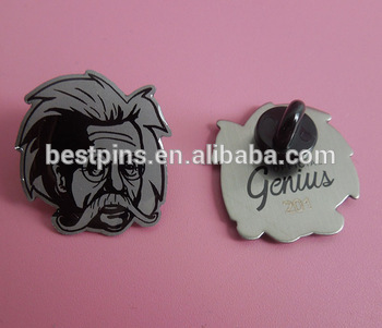 custom official genius four color printing metal pin badges