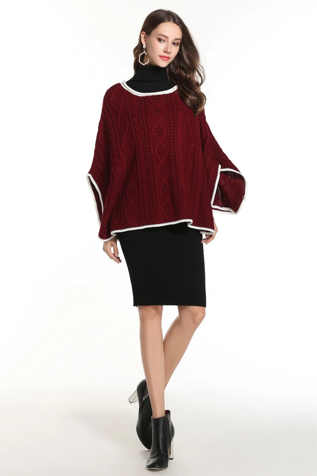 Loose Apparel Pullover Ladies Knitwear Cloak Shawl Coat Casual Sweater