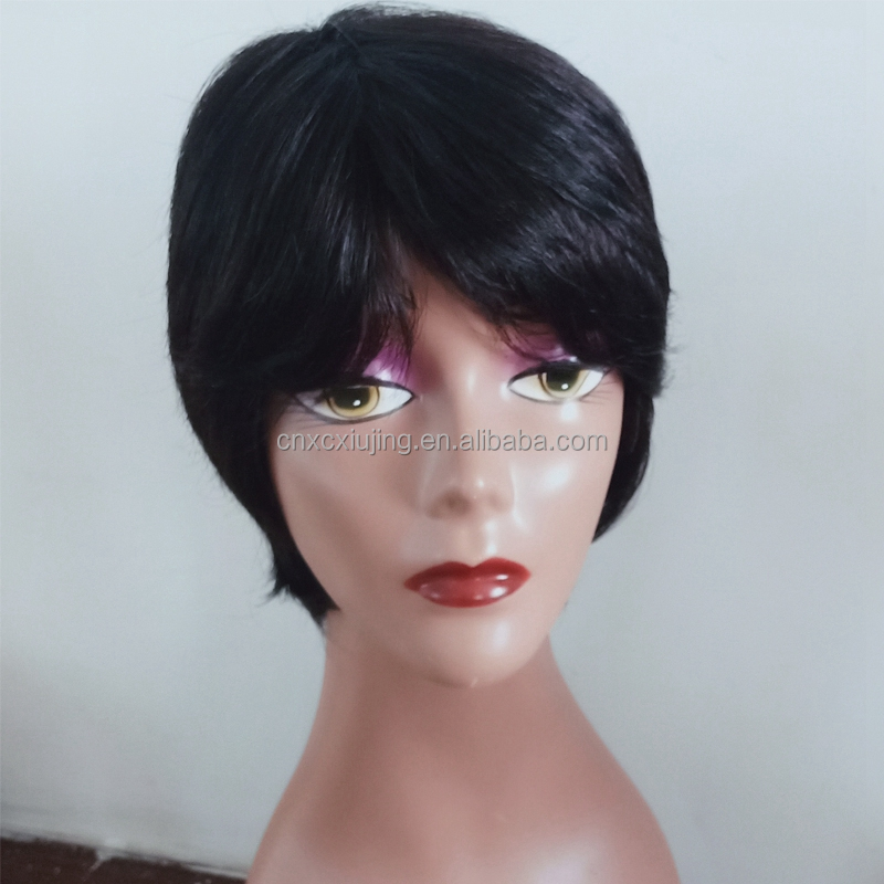 REINE Short Human Hair Wigs Pixie Cut Straight Remy Brazilian Hair for Black Women Machine Made  Cheap Glueless Wig