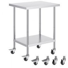 Stainless steel kitchen work tables on wheels
