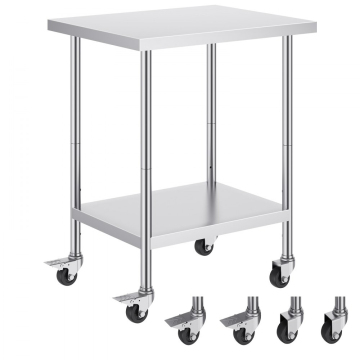 Stainless steel kitchen work tables on wheels