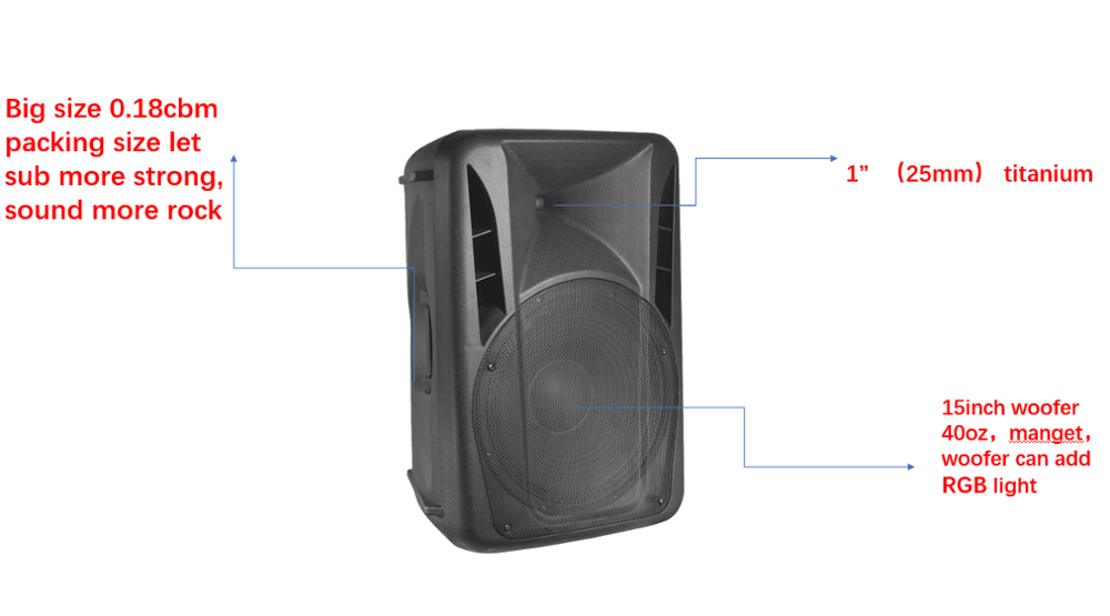 wholesale 15 inch Portable  rechargeable  wireless  multi function with handle and wheels trolley party speaker