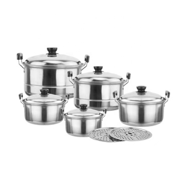 12pc Stainless Steel Cookware Set with Pots and Steamers
