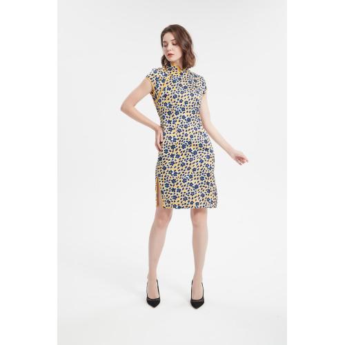 Short Sleeve Dress Floral leopard print shift dress