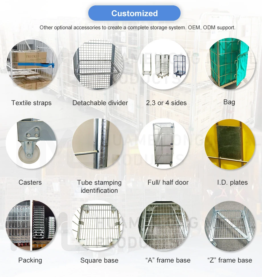 Logistic Nested Metal Storage Cages with Wheels Wire Mesh Steel Trolleys