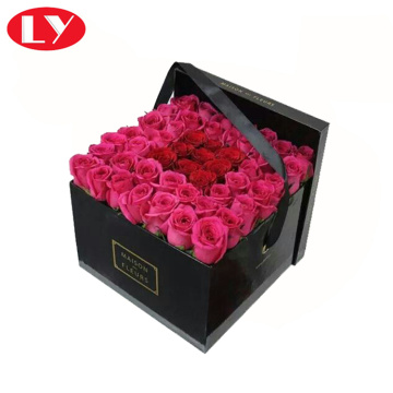 Paper Black Gift Boxes with Lids for Flowers