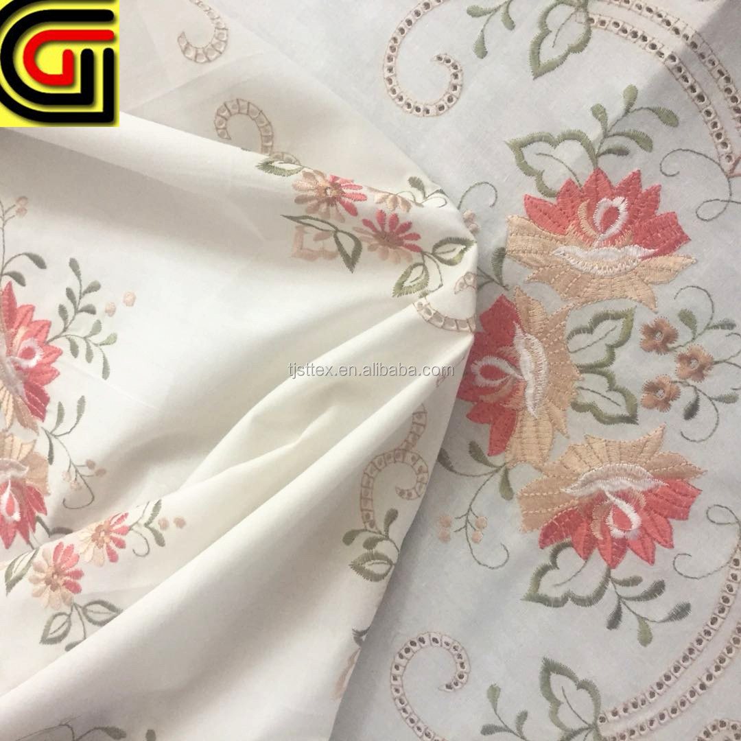 good quality soft fabric cotton table cloth with hand embroidery