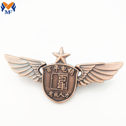 Badge d'épingle des ailes pilotes en bronze personnalisé en métal