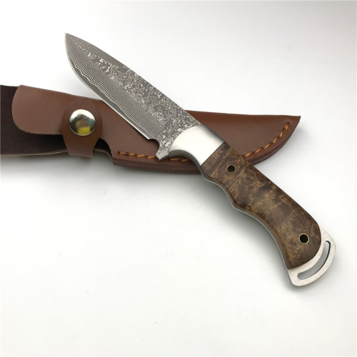 Wood handle Fixed Blade Damascus Hunting Knife