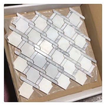 Carrara White Marble Chips Floral Mosaic Tiles