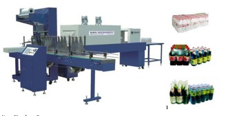 Automatic bottle package shrinking packing machine