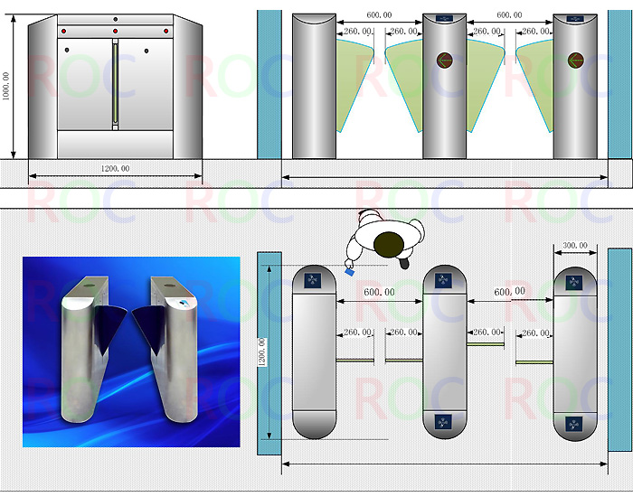 Auto Clear Wing Gate with CE RoHS