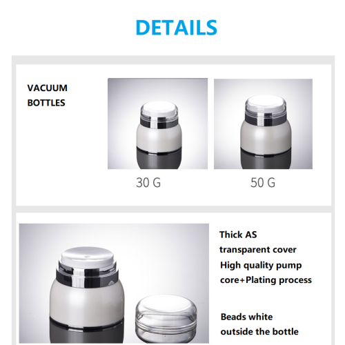 Botellas de alta calidad coreano blanco acrílico sin aire botellas