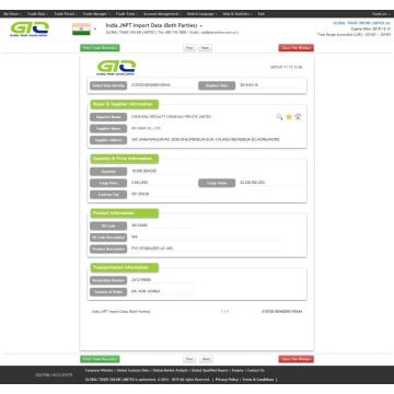 PVC Estabilizador India Importar datos