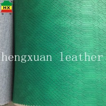 Knitted backing green pvc leather fabric for bags and wallet