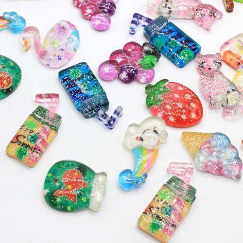 100 Stück Kawaii Flat Back Harz Cabochon Glitter Cat Candy Harz Cabochons Flatback DIY Haarschleife Telefon Fall Dekoration