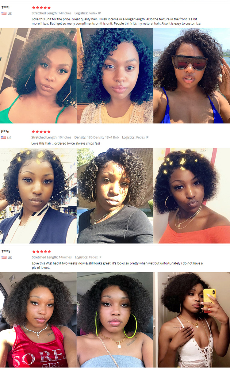 ISEE HAIR Cheap Middle Part 6 8 10 12 14 16 Inch Bleached Knots Malaysian Virgin Short Curly Human Hair Lace Wig Bob