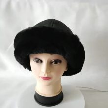 Woman Fur Winter Hats Genuine Shearling Sheepskin Leather Beanie Hat