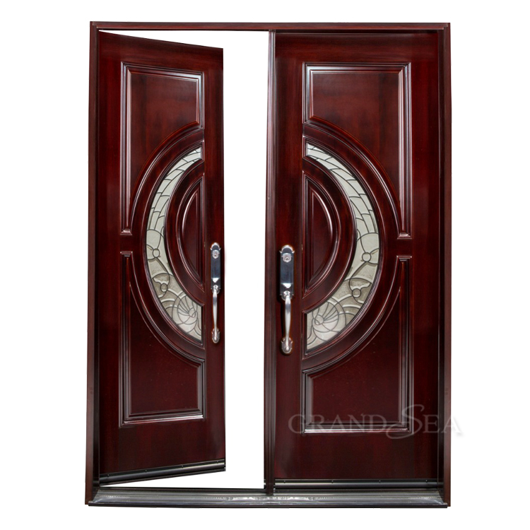 Hot sale double panel teak wood main door designs