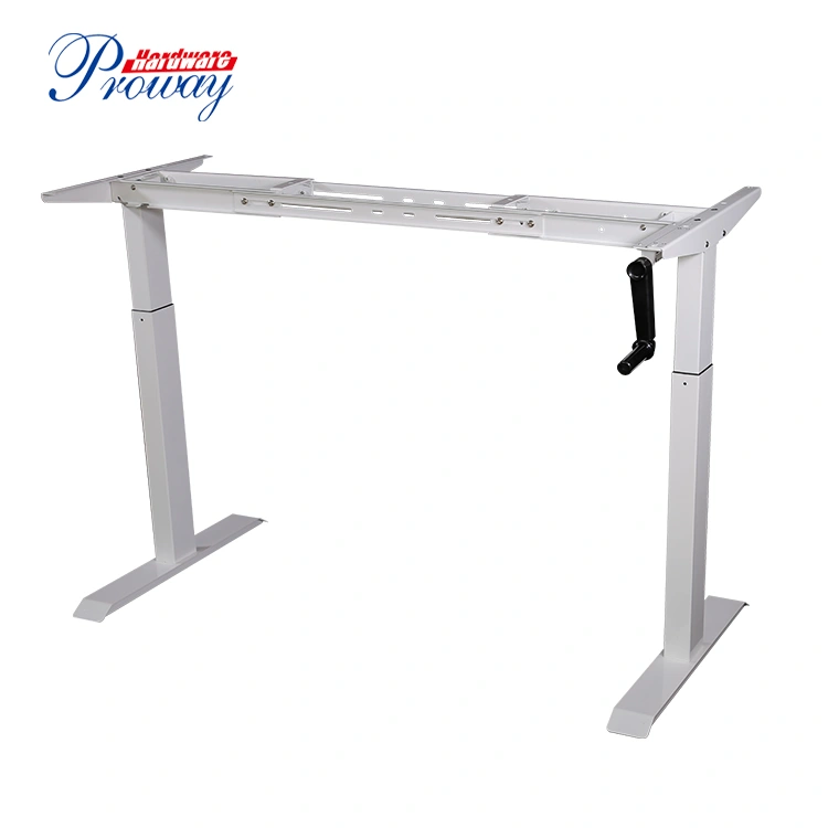 Manufactory Direct Hand Crank Height Adjustable Standing Office Desk with Recoverable Handle/