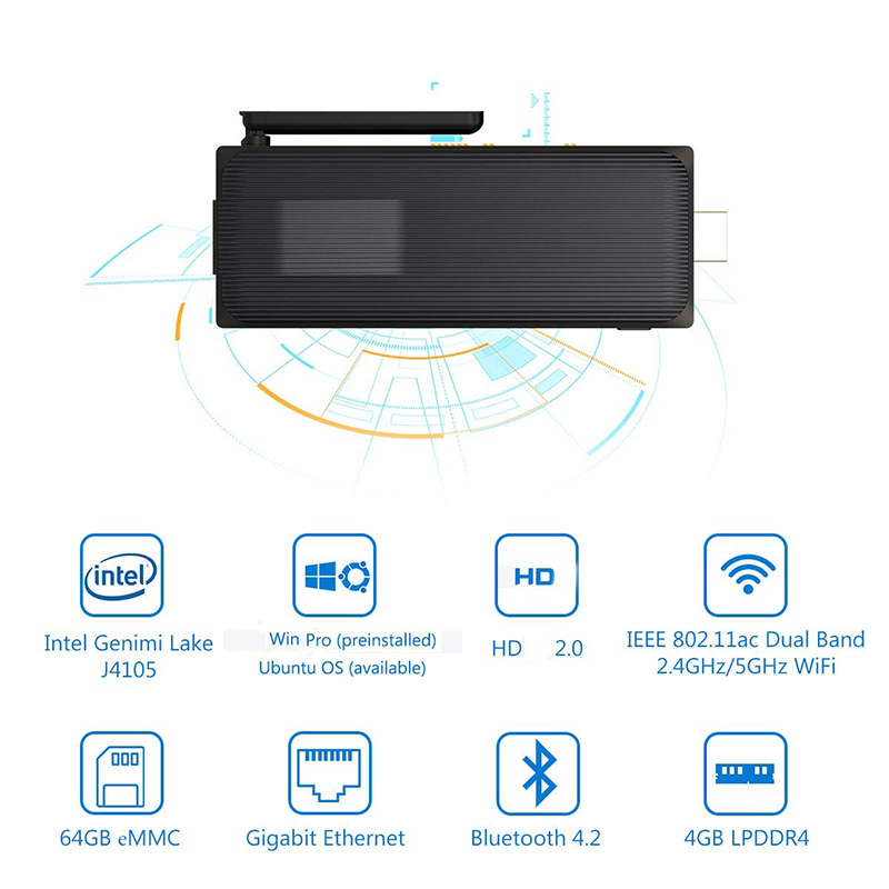 AWOW Factory Outlet Fanless mini pc draagbare computer TV Stick Intel J4105 Win 10 Memory 64GB Vanaf fabriek in Shenzhen