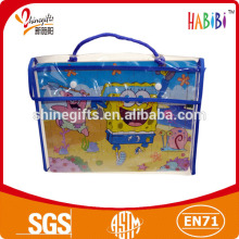 bule border pvc bag with button