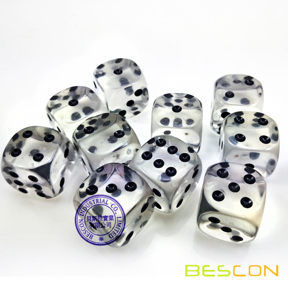 Venta al por mayor Crystal Clear Tranrsparent Plastic Dice 19MM