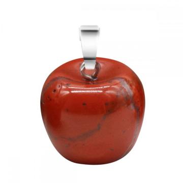 3D Red Jasper Apple Pendant Necklace for Women Girls