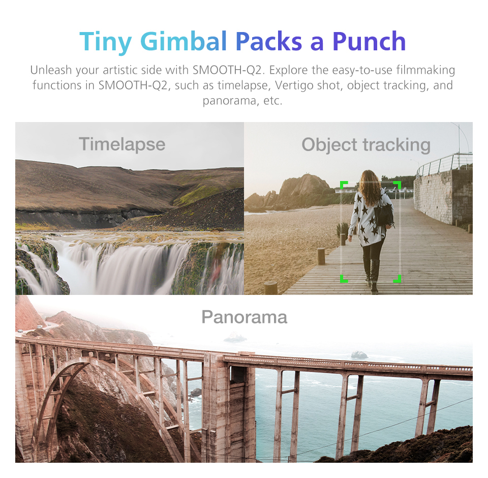 Fast shipping Zhiyun Smooth Q2 Handheld mini pocket palm size Smartphone Gimbal Stabilizer