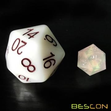 Bescon Jumbo Glowing D20 38MM, grande taille 20 côtés Dice Jade Glow Dans Dark, Big 20 Faces Cube 1,5 pouces