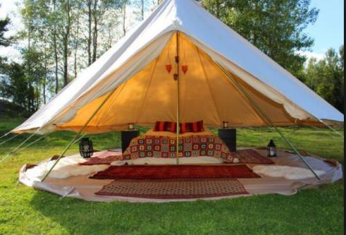 새로운 야외 럭셔리 캠핑 코 튼 캔버스 벨 텐트를 설계