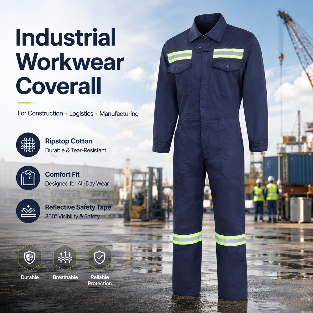 Защитный комбинезон из полиэстера Ripstop со светоотражающей лентой Ripstop Polyester Reflective Tape Safety Workwear Coverall
