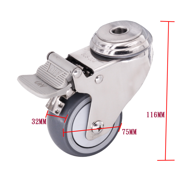 Caster de acero inoxidable TPR de servicio medio 3 pulgadas 100 kg