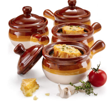 Ceramic French Onion Soup Bowls with Handle and Lid - 15oz Kitchenware