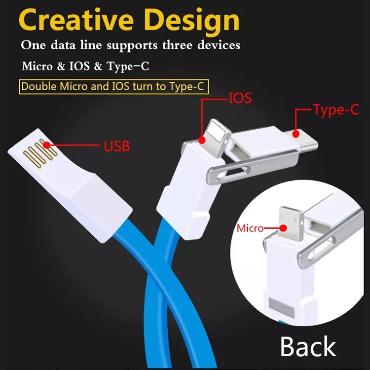Yijiashishang Hot Selling Promotional Gift 3 in 1 Magnetic Keychain USB Charging Cable