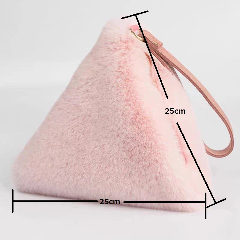 Fashion Warm and Lovely Simple Plush Rabbit Fur Bag Triangle Handbag