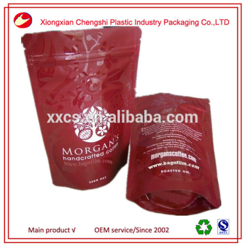 Bottom gusset plastic coffee bean packaging bags with vavle