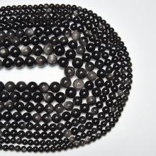 Natural Aquamarine and Obsidian Silver Beads with Rainbow Moonstone Loose Stones