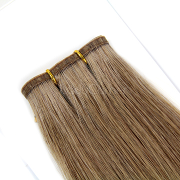Brazilian hair hand tied weft hair extension, cuticle aligned human flat weft remy hair extensions with lace
