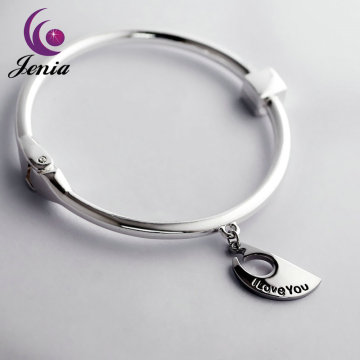 Jenia New Product Silver Plating Bangle With Alloy Fashion Thick Silver Plated Alloy Bangle