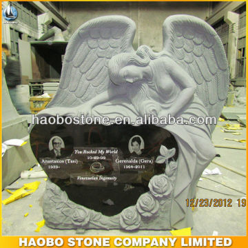 Haobo America Style Angel Headstone With Photo and Letter Carving