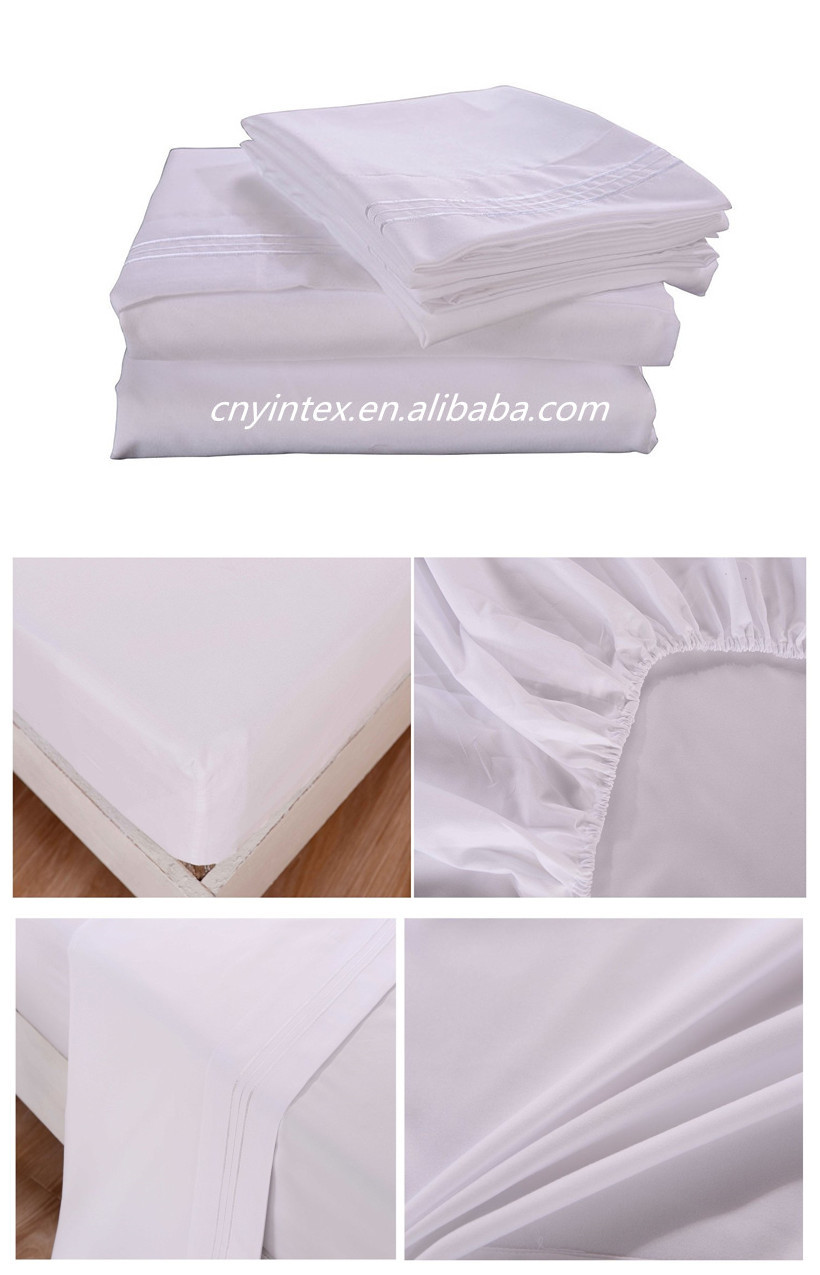 500 Thread Count 100% Cotton Bed Sheet Set, Pure White Full Bed Sheets 4 Piece Set,