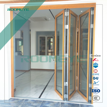 Aluminium wood composite glass door, swing door, folding sliding door