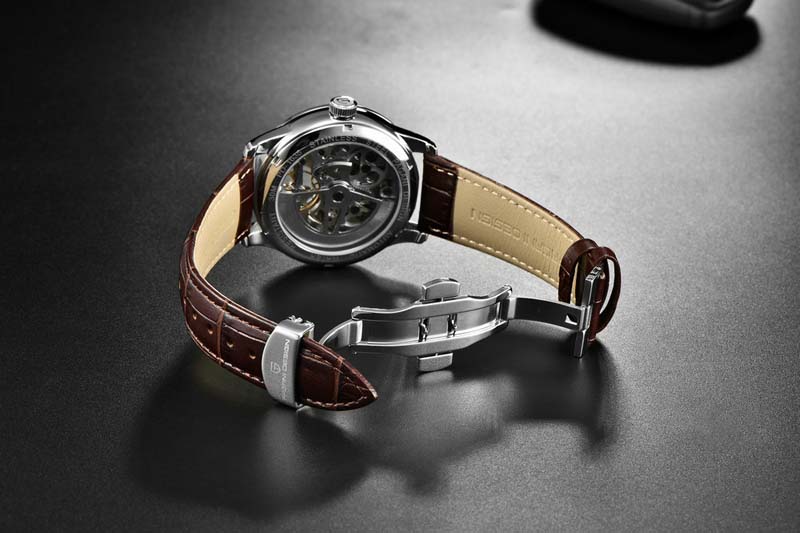 BENYAR Top Mannen Hoge Kwaliteit Horloges Luxe Lederen Horloges Mode Goed-design Skeleton Mechanisch Horloge Waterdicht